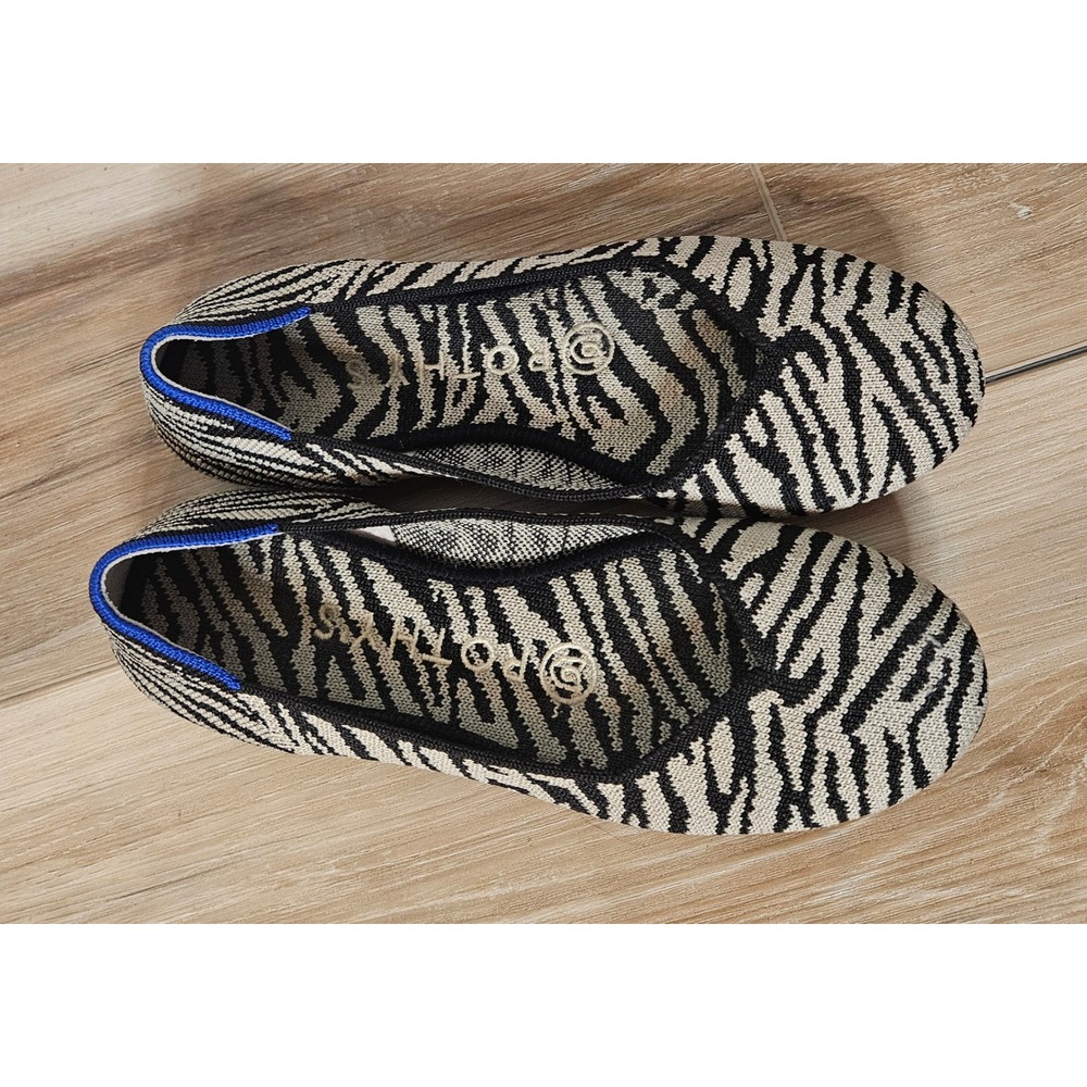 Rothy's The Flat Zebra Wild Animal Print Knit Slip On Shoes Womens Size 5